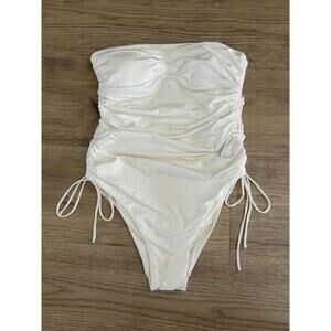$271 Melissa Odabash Women's White Sydney Ruched One Piece Swimsuit Size 8